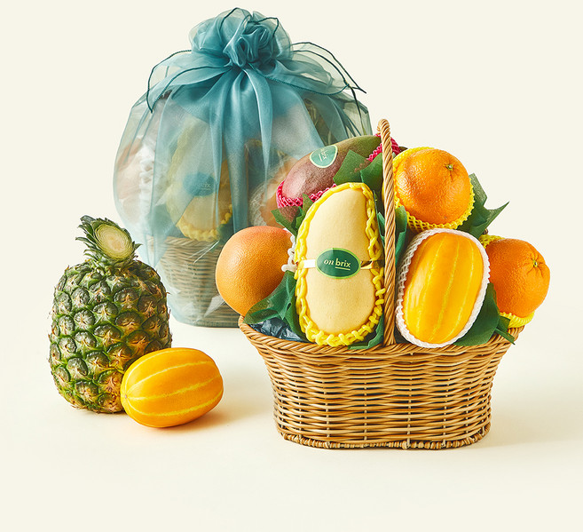 온브릭스 과일바구니 6종 중형 3호 3.5kg + 보자기, 1세트