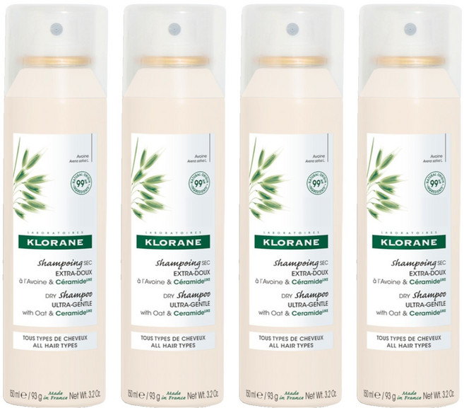 클로란 오트 앤 세라마이드 드라이 샴푸 민감 모든 두피용 오트향, 150ml, 4개
