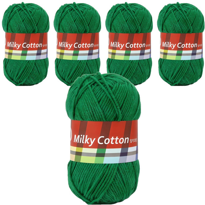 브랜드얀 밀키코튼 레드라벨 뜨개실, 56 녹색, 5개