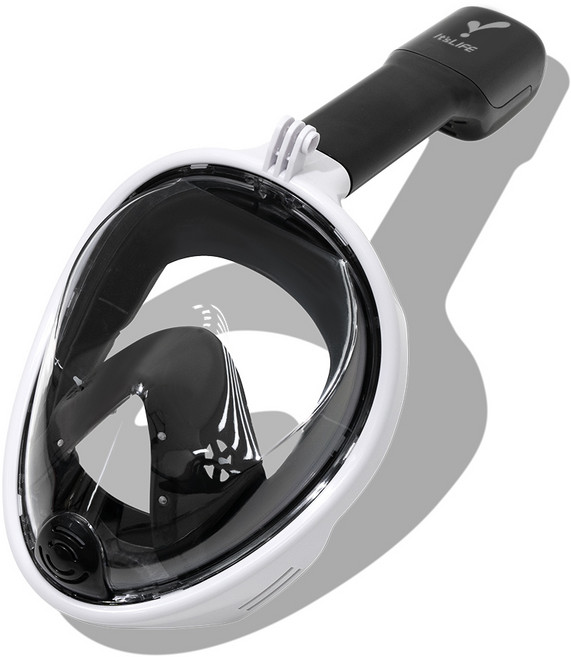 이츠라이프 풀페이스 스노클링 마스크 2세대 + 매쉬파우치 + 스노클 튜브, 화이트블랙