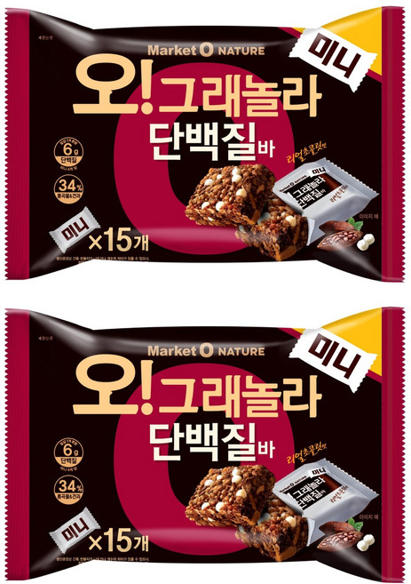 마켓오네이처 오 그래놀라 단백질바 미니, 192g, 2개