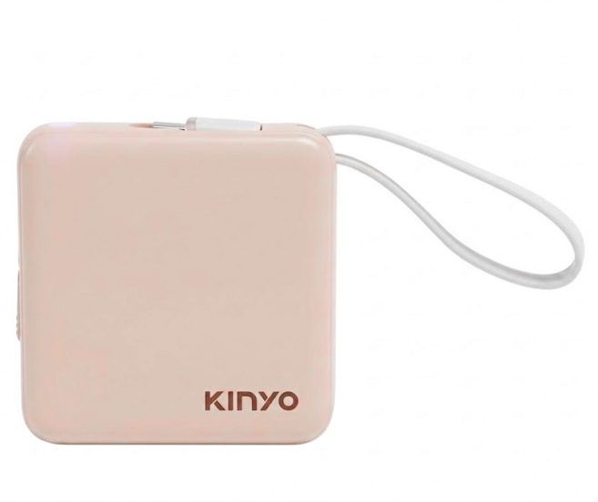 Kinyo 小方塊行動電源 5000mAh Type-C + Lightning 附Type-C充電線, KPB-2302, 粉色