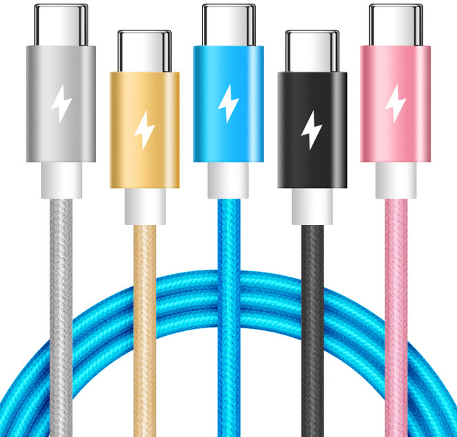 홈플래닛 PD 60W CtoC 초고속충전 패브릭 케이블, 혼합색상, 5개, 2m