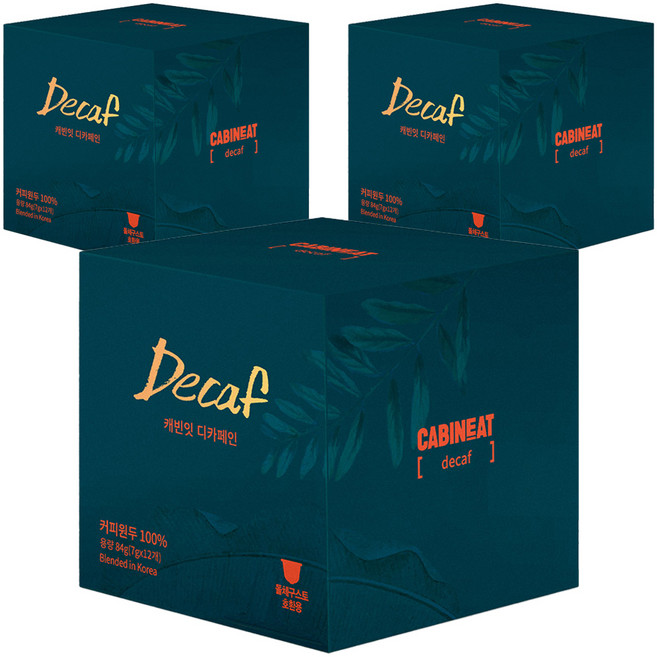 CABINEAT 脫咖啡因膠囊咖啡, 7g, 12顆, 3盒