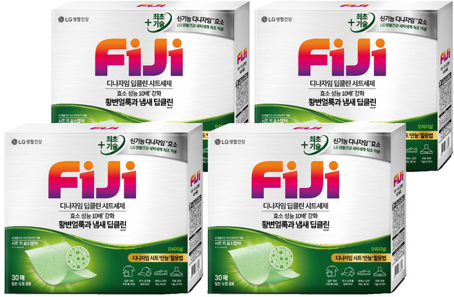 피지 디나자임 딥클린 시트세제 오리지널, 30매, 4개