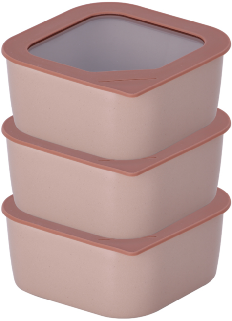 네오플램 피카 도자용기 정사각 로즈핑크, 3개, 650ml