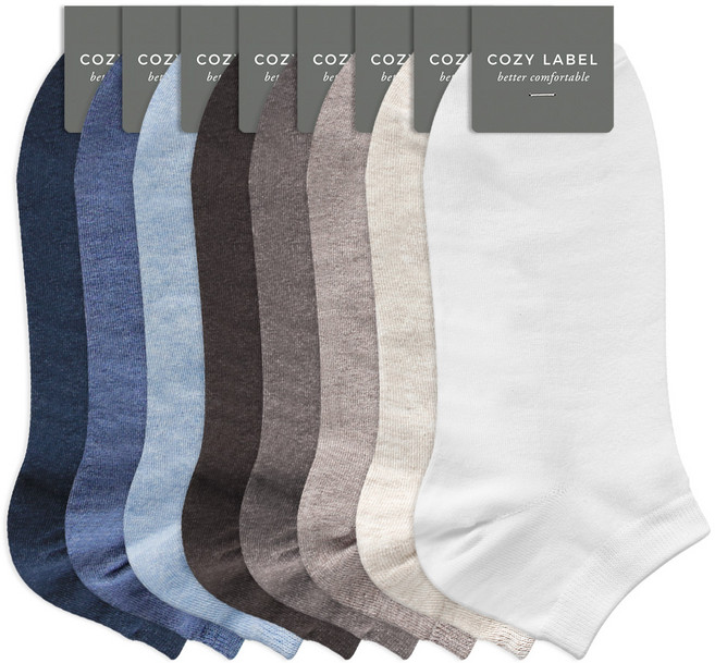 코지라벨 남성용 에브리데이 컬러 무지 발목양말 믹스A 8종 세트