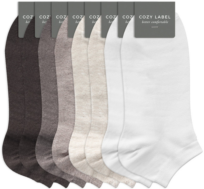 COZY LABEL 男款日常色彩素色襪子 混合B 白色 2雙+燕麥色 2雙+米色+淺棕色+深棕色 2雙組