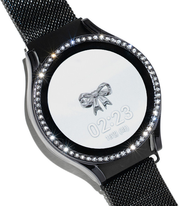 누아트 갤럭시워치 호환 큐빅 하드케이스, 블랙, 1개