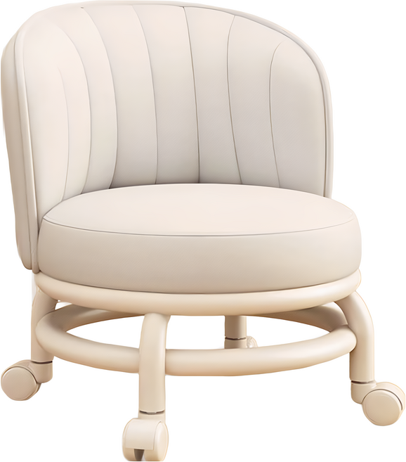 滑輪沙發椅背圓凳 鐵架款, 1個, 白色