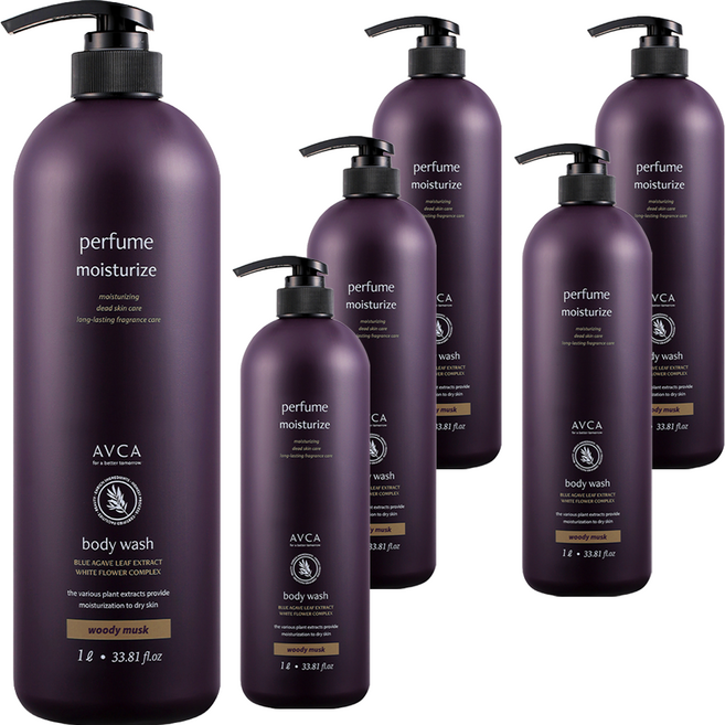 아브카 퍼퓸 대용량 바디워시 우디머스크, 1L, 6개