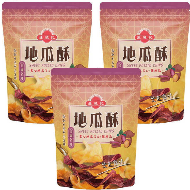 連城記 地瓜酥 雙色原味, 140g, 3包