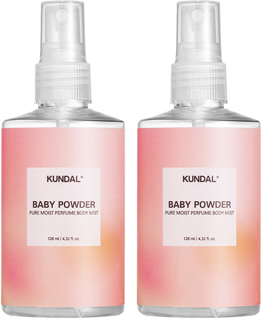 쿤달 퓨어 바디미스트 베이비파우더향, 128ml, 2개