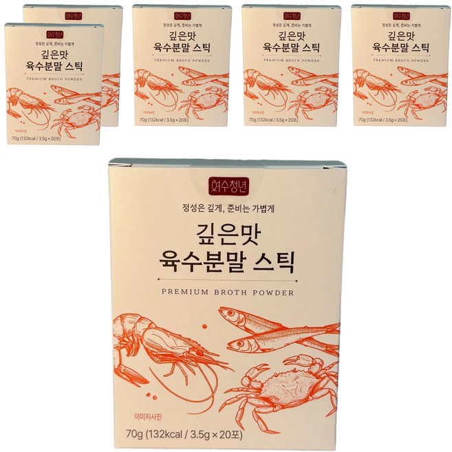여수청년 깊은맛 육수 분말스틱 20p, 70g, 6개