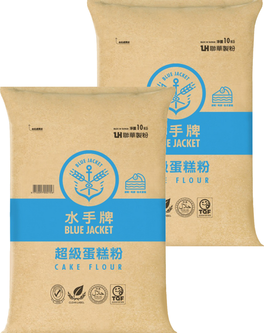 聯華製粉 BLUE JACKET 水手牌 蛋糕低筋麵粉 不易出筋操作便利 保水性佳不易老化 成品細緻口感綿密, 10kg, 2袋
