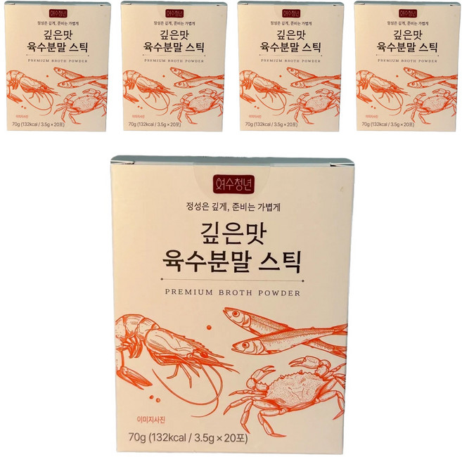 여수청년 깊은맛 육수 분말스틱 20p, 70g, 5개