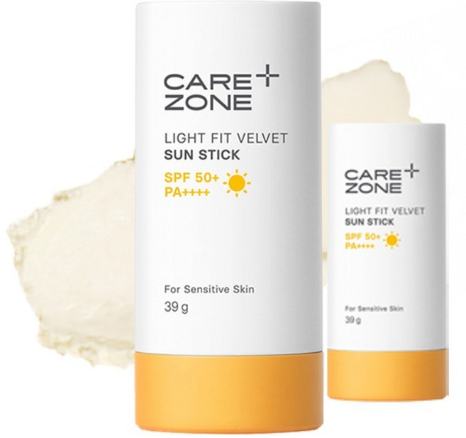 케어존 라이트핏 벨벳 선스틱 SPF50+ PA++++, 39g, 2개