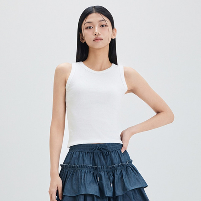 미쏘 여성용 코튼 골지 슬리브리스