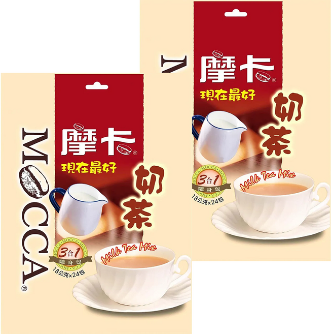 MOCCA 摩卡 現在最好 3合1奶茶隨身包, 18g, 24包, 2袋