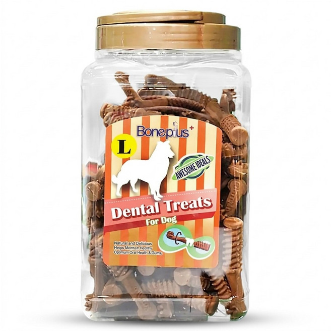 Boneplus 起司動能雙頭潔牙骨桶裝 L, 起司, 1.1kg, 1罐