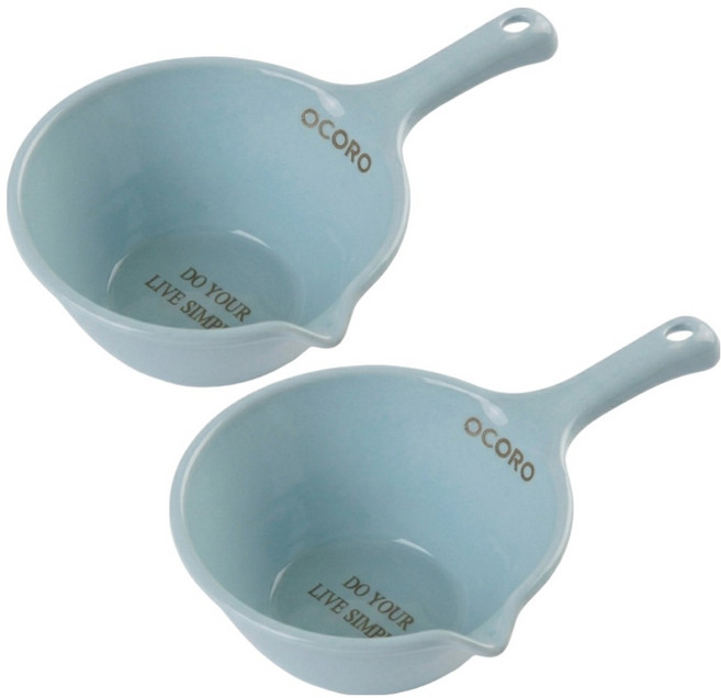 오코로 다용도 손잡이 욕실 바가지 대 + 소 세트, 블루, 1세트