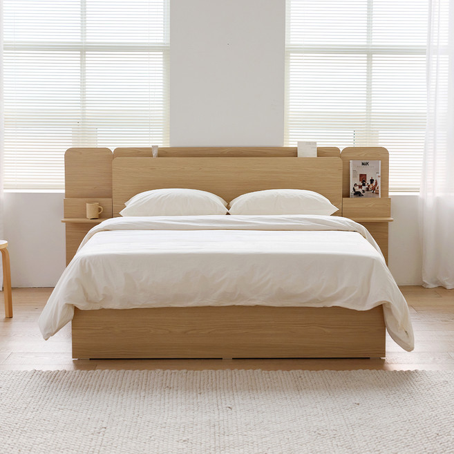 눕 로브 호텔 LED 3단 수납침대 프레임 + 협탁2p + 유로탑 본넬 매트리스 세트 방문설치, 프레임(메이플) + 협탁(메이플) + 매트리스(화이트)