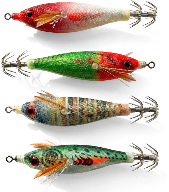 청춘어락 서해 싹쓸이 UV + 야광 수평 느나 에기 4종 세트, 혼합색상, 1세트, 6g