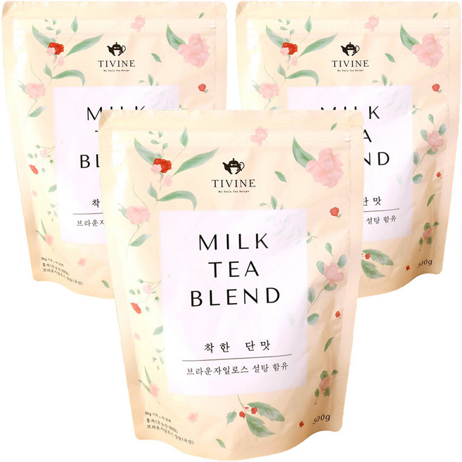 티바인 프리미엄 블랜드 홍차 홈카페 수제밀크티, 500g, 3개