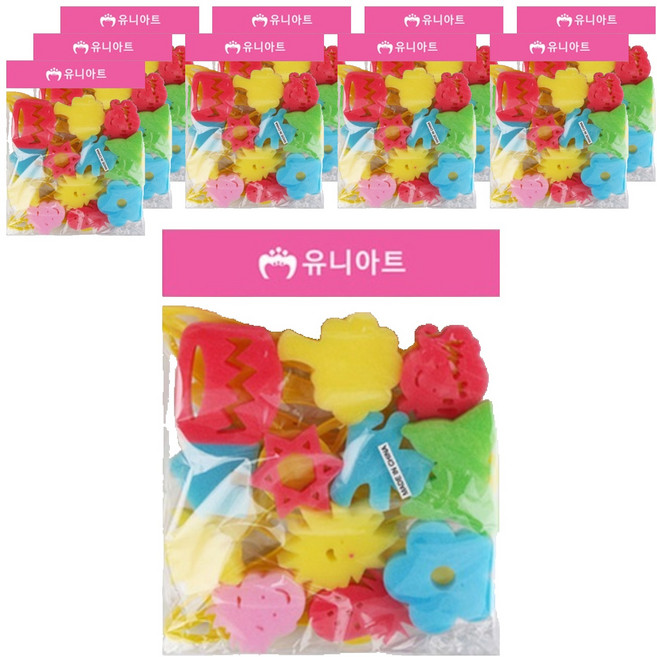 Uniart 拓印海綿 10號, 混合顏色, 10個