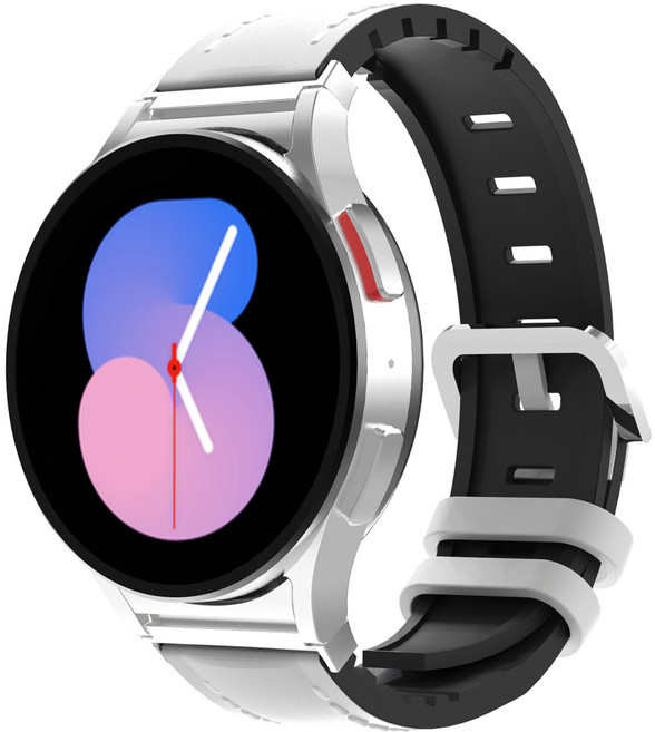 아이엠듀 갤럭시워치 호환 가죽 메탈러그 커브형 스트랩 20mm, 화이트, 1개