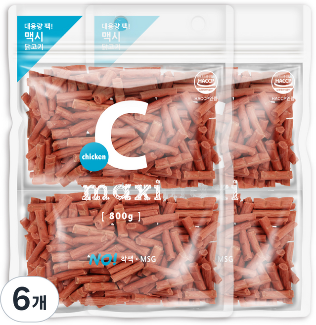 맥시 강아지 대용량 져키, 치킨맛, 800g, 6개