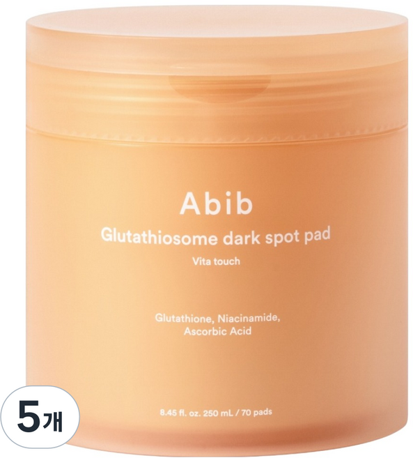 아비브 글루타치온좀 잡티 패드 비타 터치 250ml, 70매입, 5개