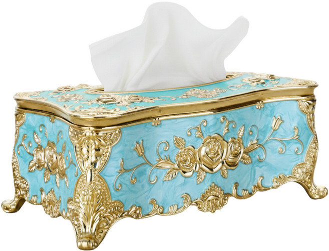 위드리빙 엔틱 각티슈 커버 케이스, 블루골드