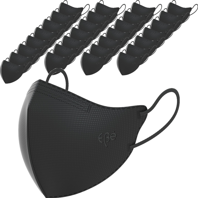 이비에 4중필터 새부리형 컬러 패션 마스크 대형 KF94, 30개입, 1개, 블랙