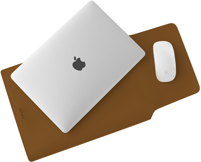 소이믹스 가죽 노트북 파우치, 카멜브라운, 1개