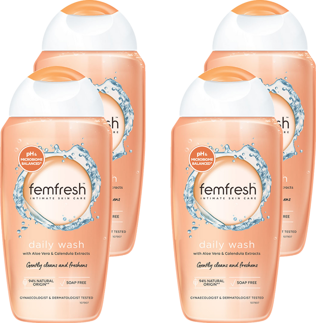 Femfresh 芳芯 私密潔膚露 每日呵護 含蘆薈和金盞花萃取, 4瓶, 250ml