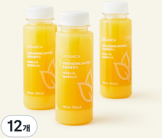 올가니카 과채주스 청귤자몽주스, 190ml, 12개