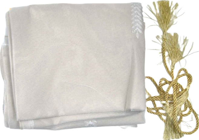 小銅板 雙層刺繡窗簾, 刺繡麥穗米