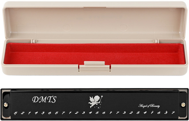 온비유 클래식 트레몰로 24홀 C키 하모니카, 블랙, 1개