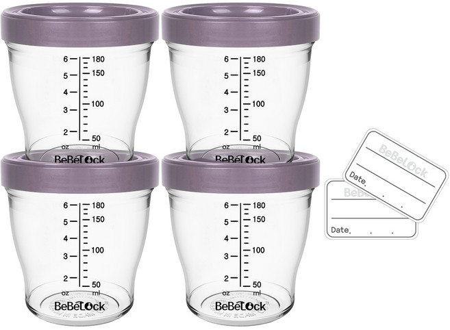 베베락 국내 제조 국산 트라이탄 이유식 용기, 180ml, 레드빈, 4개