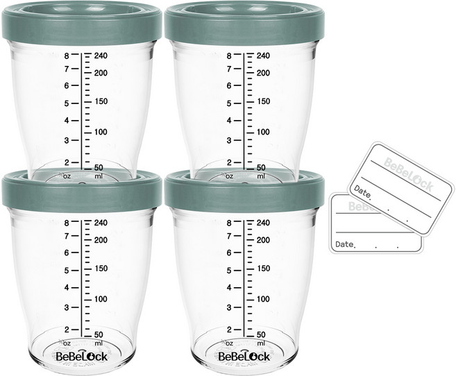 베베락 국내 제조 포네르 트라이탄 이유식보관용기, 240ml, 블루그레이, 4개