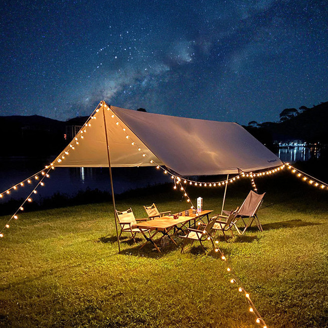 21세기트랜드 교체 가능 태양열 패널 USB 유리알 캠핑 전구 줄조명 200구, 황색, 22m, 1개