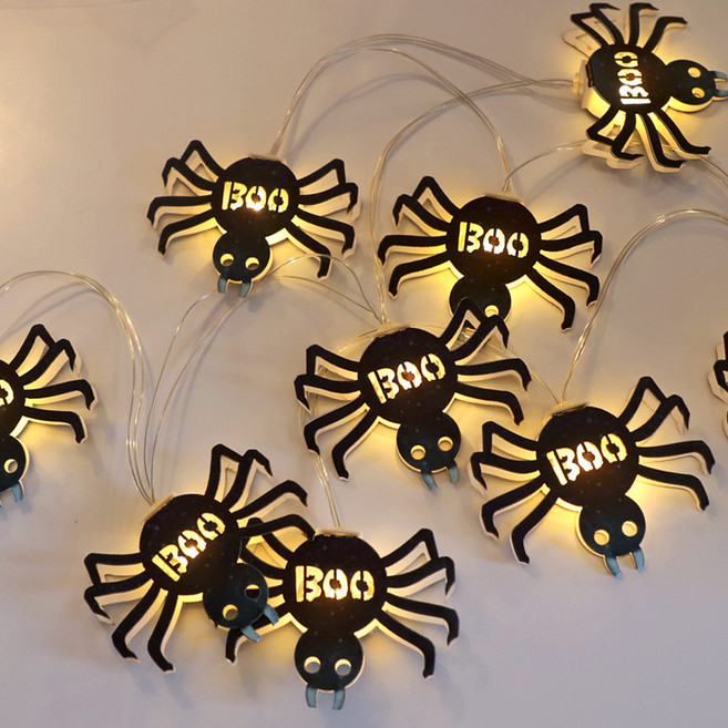 스투피드 DIY 할로윈 만들기 LED 가랜드 거미 세트, 블랙, 1세트