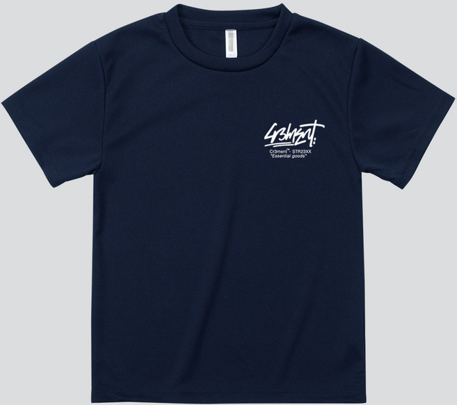 CR3MENT 男女通用 Essential 街頭風 Logo 乾爽 涼感 透氣 圓領 短袖 涼感T恤, 海軍藍