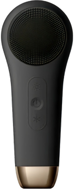 西格傢飾 淨透溫感洗臉機 冷熱光導入儀 ABS矽膠材質 IPX7防水等級, 單一商品, 黑色