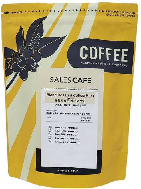 세일즈카페 블렌드 원두커피 연한맛, 1개, 500g, 더치(중간~굵음)