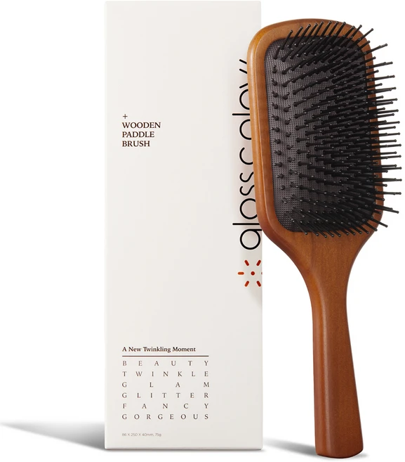 글로스앤글로우 퀵스타일 우든 패들 브러쉬, 브라운, 1개 - 쿠팡