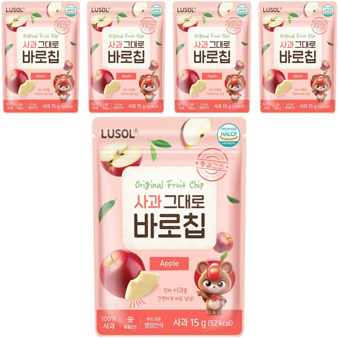 루솔 과일칩 사과 그대로 바로칩, 15g, 5개