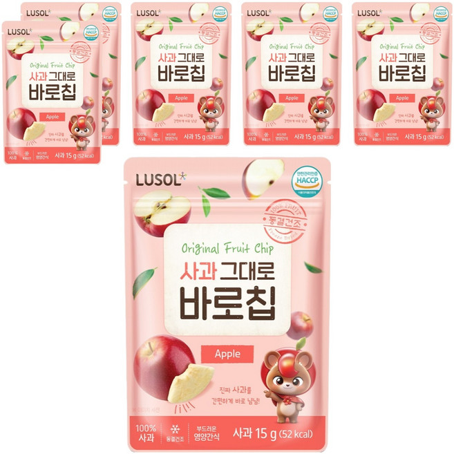 루솔 과일칩 사과 그대로 바로칩, 15g, 6개
