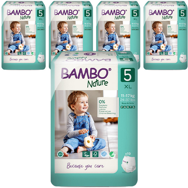 밤보네이처 그린 팬티형 기저귀, 5단계, 95매